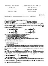 Đề kiểm tra 1 tiết lần 1 học kỳ I môn Vật lý Lớp 12 (Nâng cao) - Mã đề 132 - Trường THPT Phan Đăng Lưu